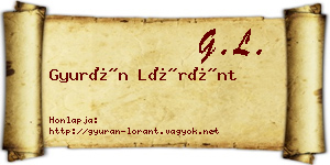 Gyurán Lóránt névjegykártya
